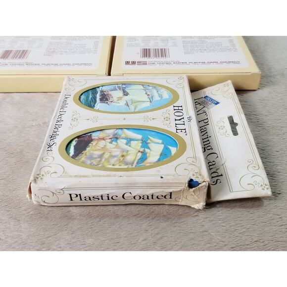 Playing Cards by Hoyle Plastic Coated New Sealed Deck x6 Ship Sailing USA Vtg - Picture 8 of 12